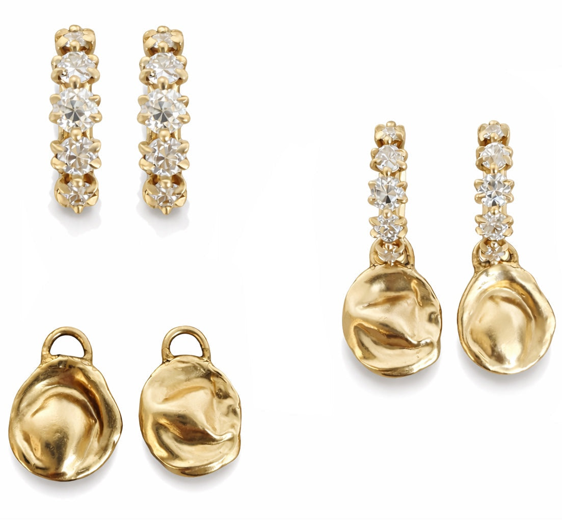 Foundation Earrings - Antique Diamond Huggie Hoops