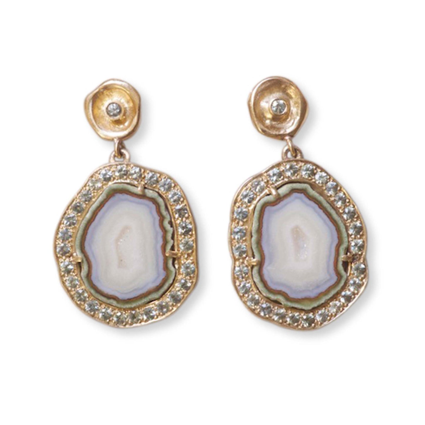 Geode Slice and Sapphire Earrings