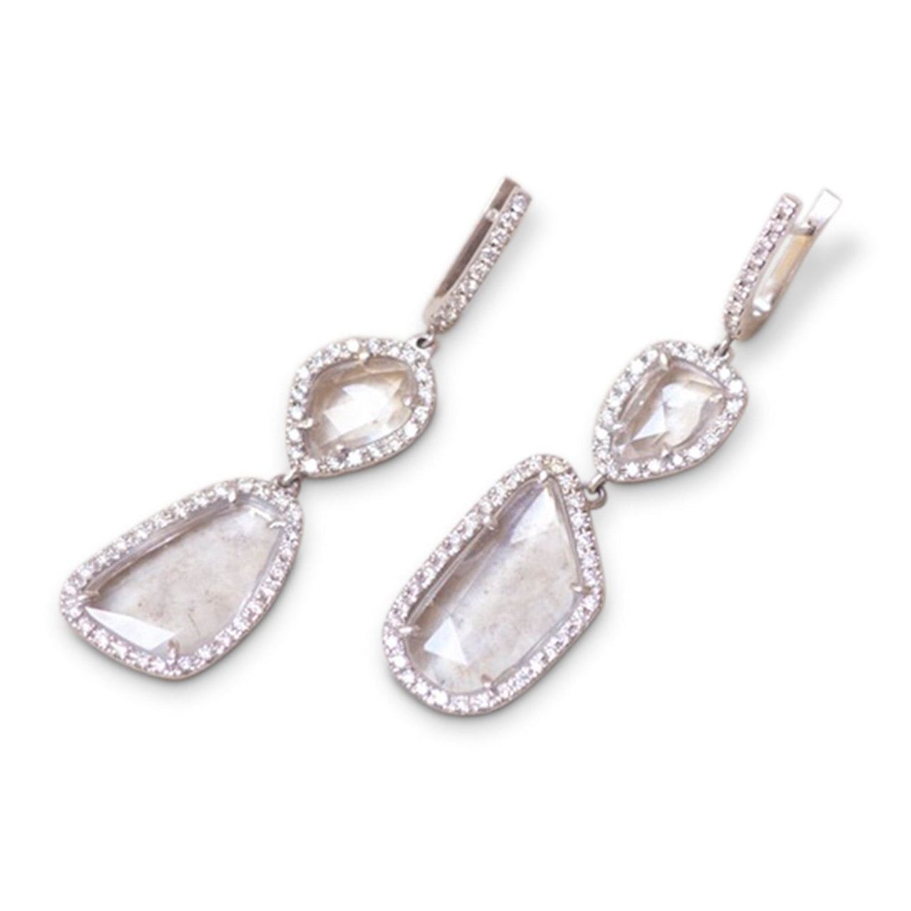 White Sapphire and Diamond Geometric Earrings