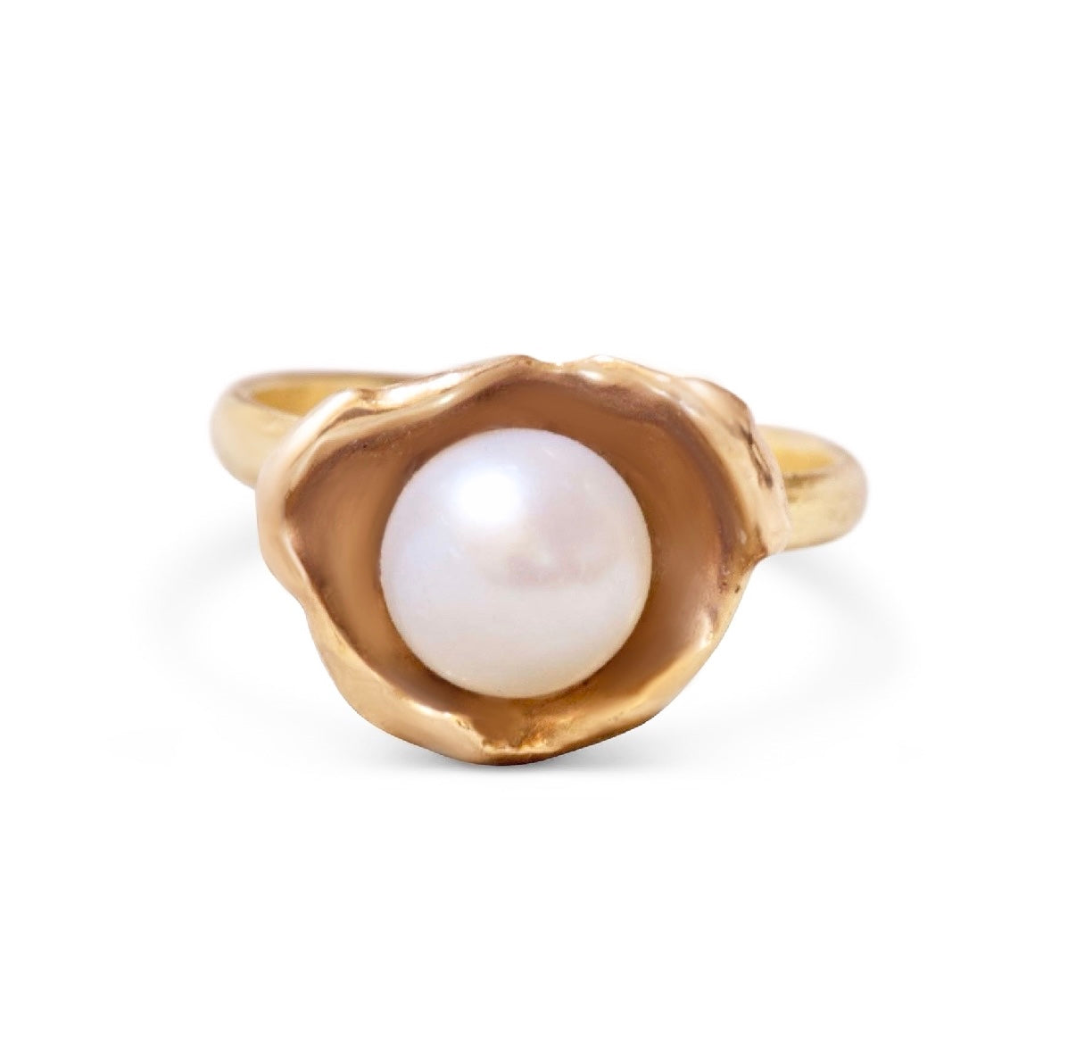 Gold Watercast Oyster Ring