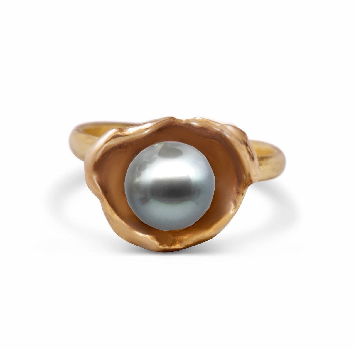Blue Tahitian Pearl Watercast Oyster Ring Benefitting Ocean Conservation