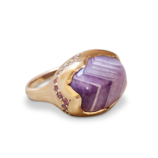Chevron Amethyst Rock Ring