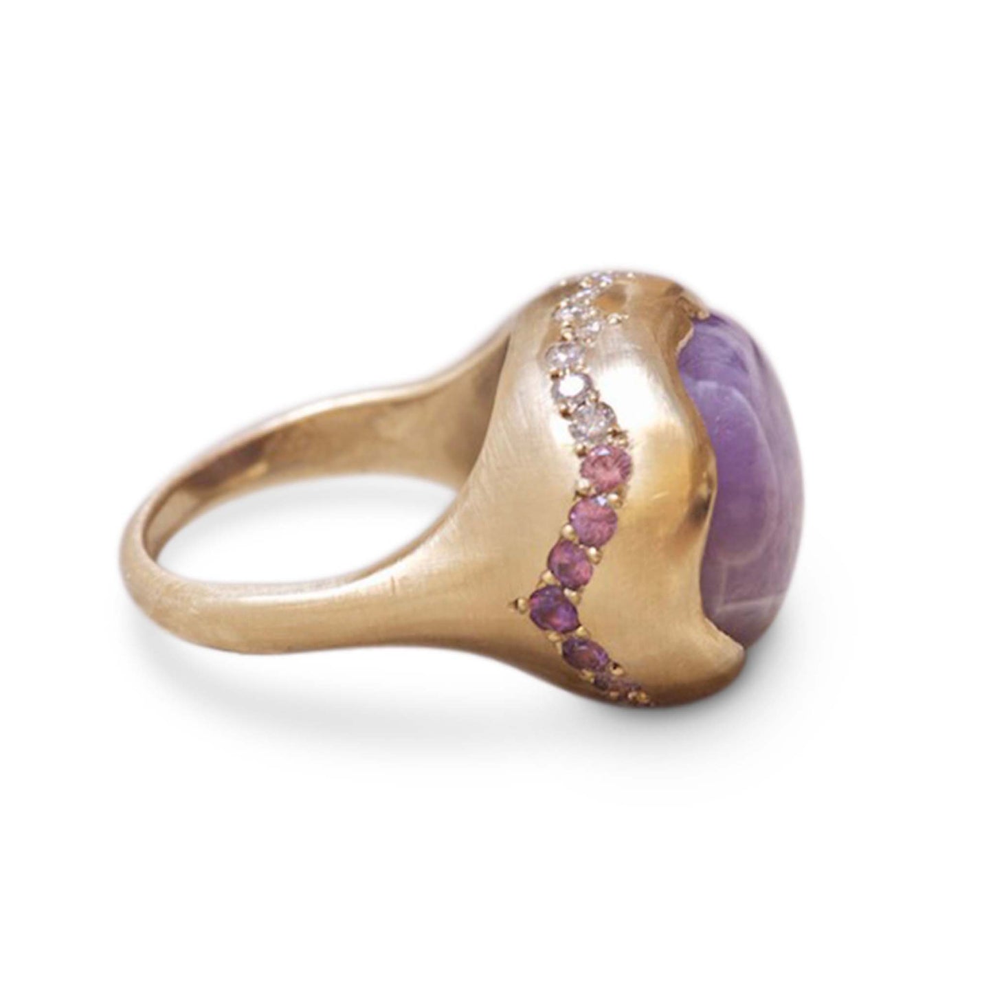 Chevron Amethyst Rock Ring