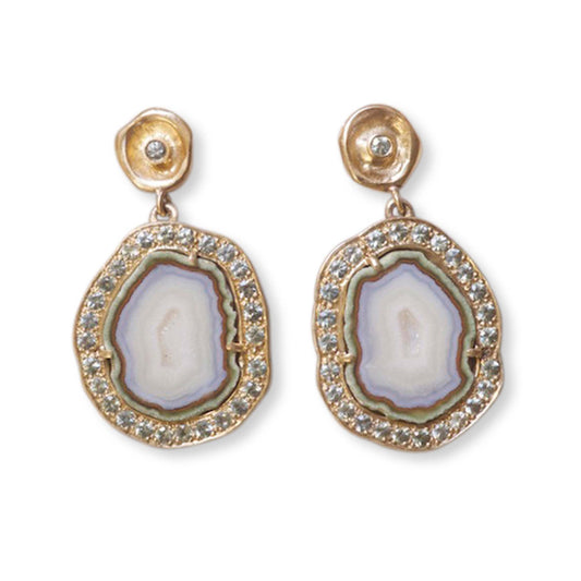 Geode Slice and Sapphire Earrings