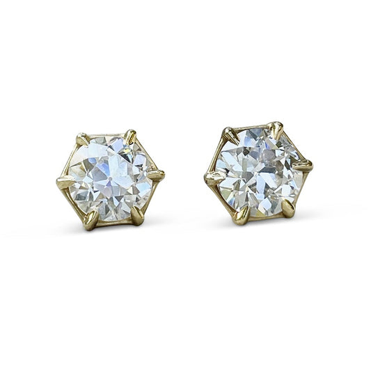 Hexagon Old European Diamond Studs