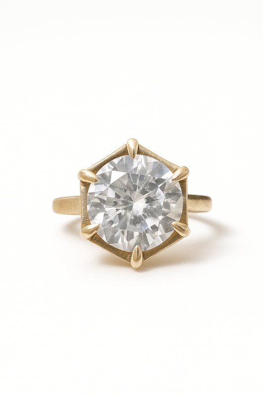 Hexagon Solitaire Ring