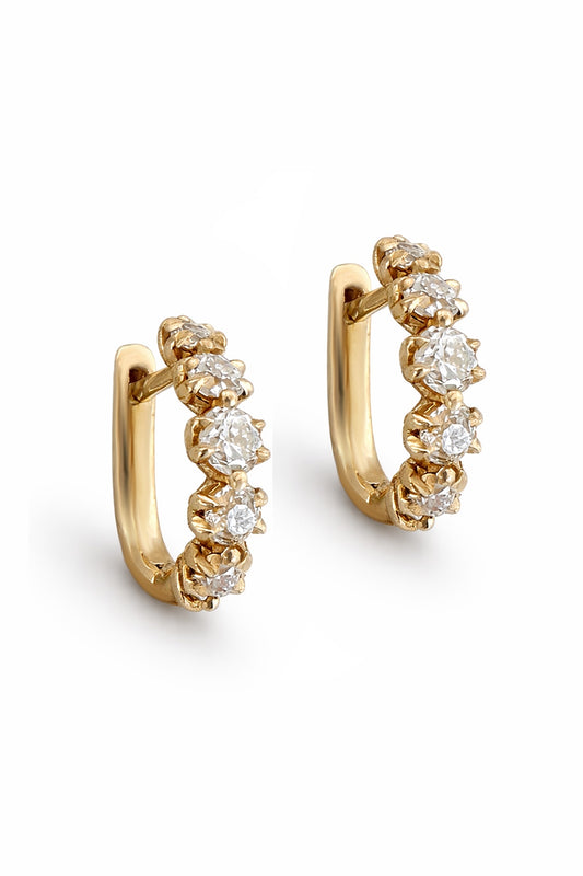 Foundation Earrings - Antique Diamond Huggie Hoops