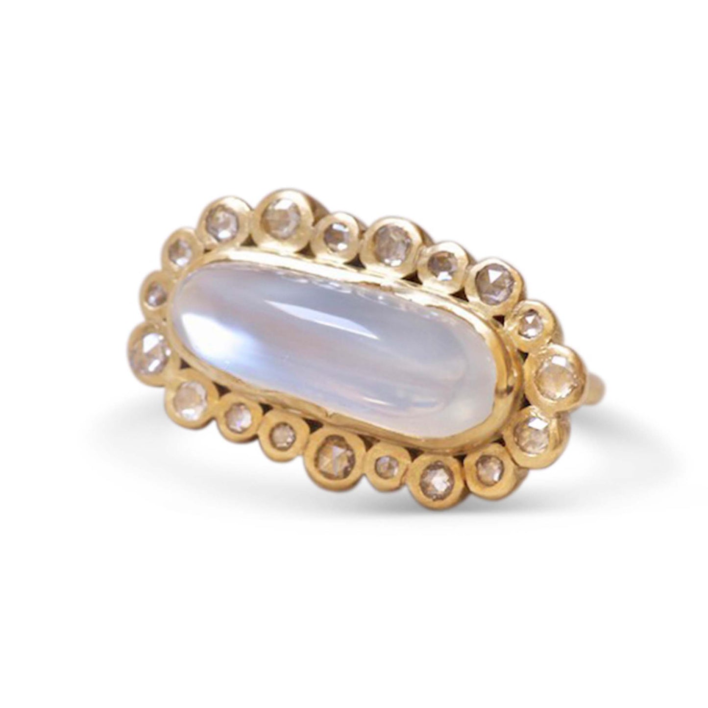 Moonstone and Rose Cut Diamond Cocktail Ring