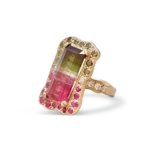 Tri-Color Tourmaline Cocktail Ring