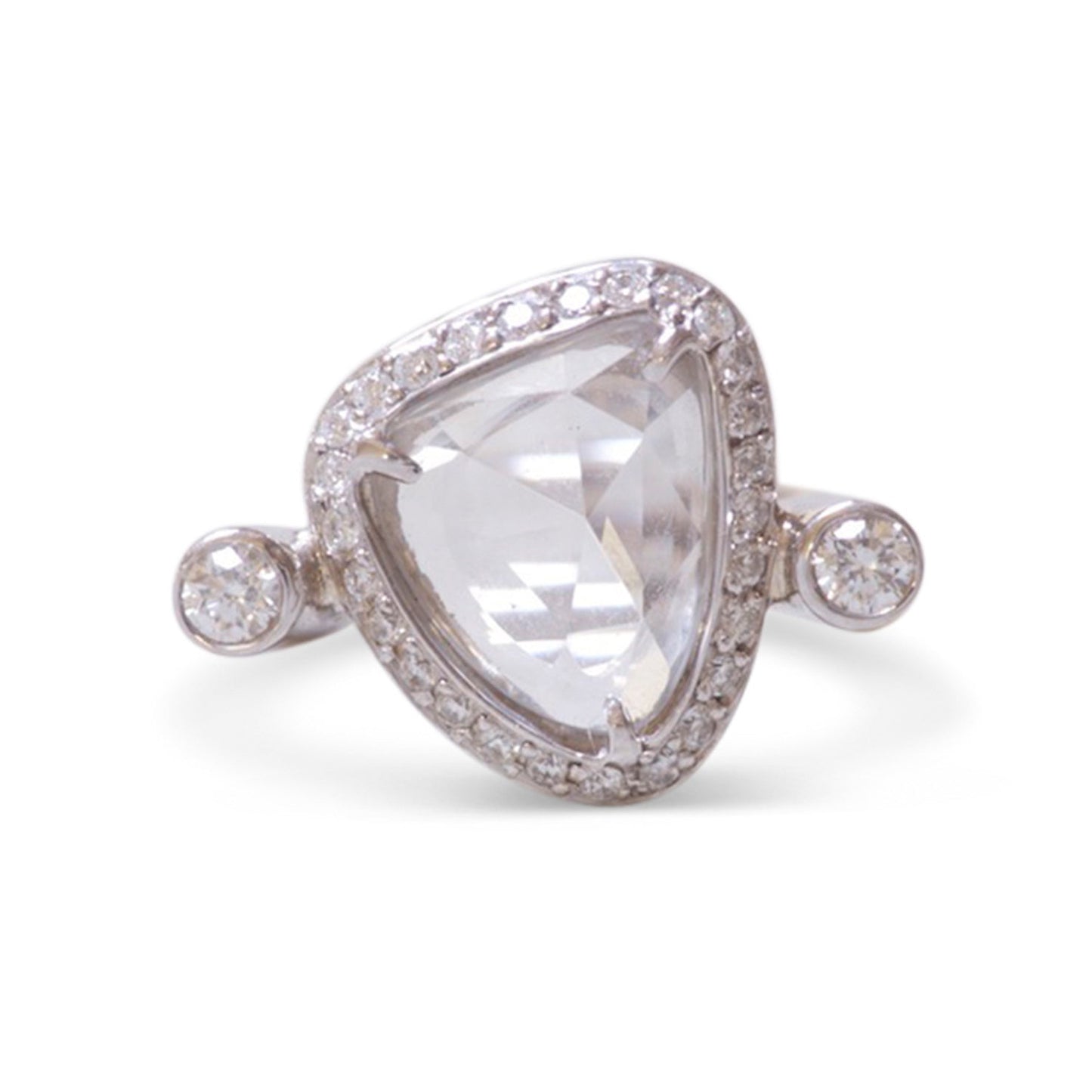 White Sapphire and Diamond Ring