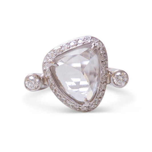 White Sapphire and Diamond Ring